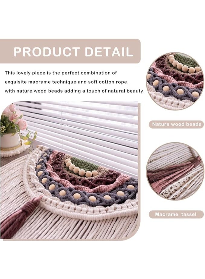 انتيكيانو مكرمية معلقة على الحائط ديكور حائط بوهو ملون نسيج منسوج بوهيمي منزلي لغرفة المعيشة وغرفة النوم افكار هدايا مثالية مصنوعة يدويًا - Image 3