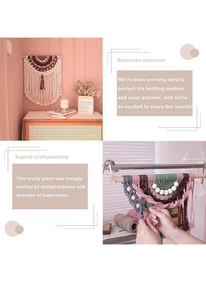 انتيكيانو مكرمية معلقة على الحائط ديكور حائط بوهو ملون نسيج منسوج بوهيمي منزلي لغرفة المعيشة وغرفة النوم افكار هدايا مثالية مصنوعة يدويًا - Image 2