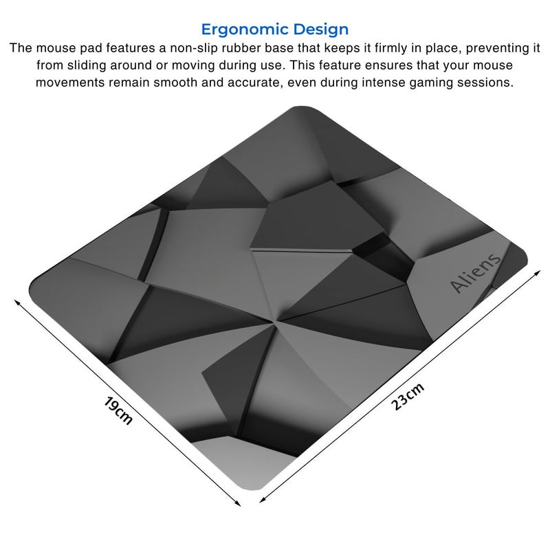Aliens Mouse Pad for Computer, Laptop, Smooth Premium Cloth Surface, Non-Slip Rubber Base, Speed and Precision Operation Compatible with Laser and Optical Mouse, Gaming, Office, Home 230x190mm (3D-04) - Image 3