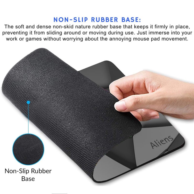 Aliens Mouse Pad for Computer, Laptop, Smooth Premium Cloth Surface, Non-Slip Rubber Base, Speed and Precision Operation Compatible with Laser and Optical Mouse, Gaming, Office, Home 230x190mm (3D-04) - Image 2
