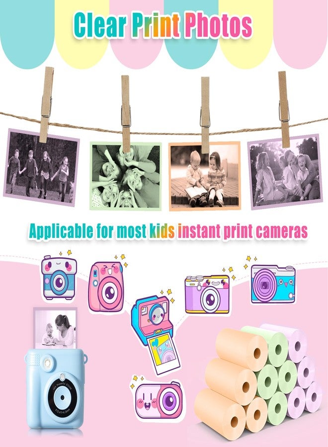 Hikkon 12 Rolls Kids Instant Camera Thermal Print Paper Refill - 3 Colors (Purple, Orange, Green) Compatible with Most Children Instant Print Cameras - Paper Only - Image 4