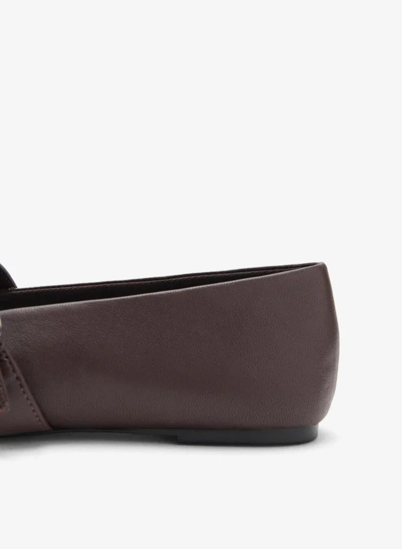 Mango  Leather ballerina with strap and buckle for Women | Best Price UAE