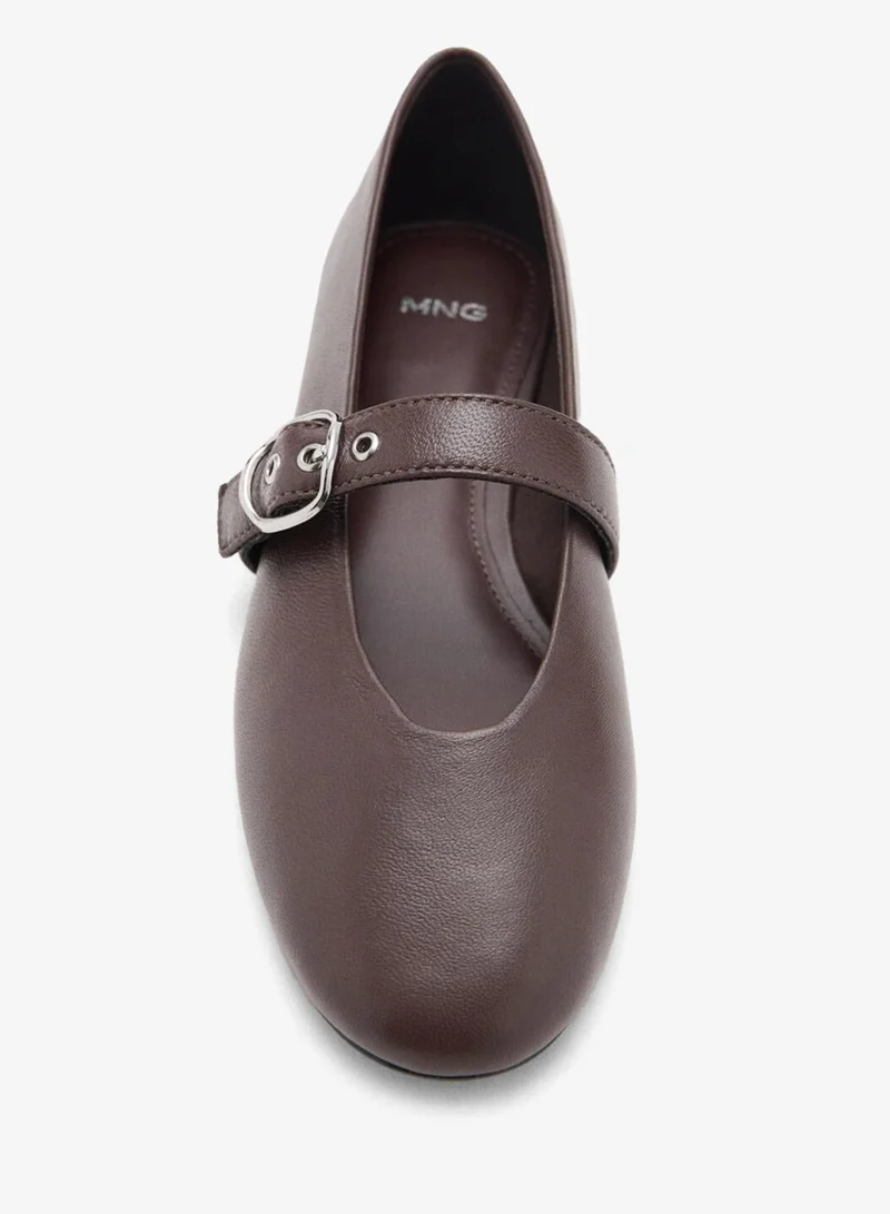 Mango  Leather ballerina with strap and buckle for Women | Best Price UAE