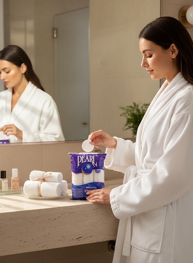 Sea Pearl وسادات مكياج قطن لؤلؤ البحر، فائقة النعومة مزدوجة الجوانب من القطن النقي، لطيفة، مثالية لإزالة المكياج لجميع أنواع البشرة، تنظيف الوجه (عبوة من 3 × 80) - Image 2