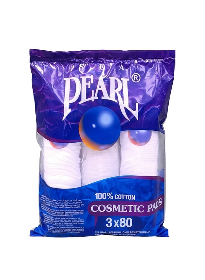 Sea Pearl وسادات مكياج قطن لؤلؤ البحر، فائقة النعومة مزدوجة الجوانب من القطن النقي، لطيفة، مثالية لإزالة المكياج لجميع أنواع البشرة، تنظيف الوجه (عبوة من 3 × 80) - Image 1