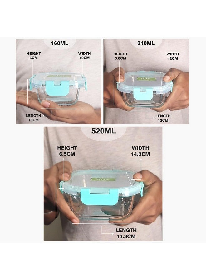 Allo Food Safe Glass Containers with Lids, Microwave Safe Containers, Borosilicate Meal Prep Glass Food Storage Containers for Kitchen, Set of 3 160ml, 310ml, 520ml - Image 5