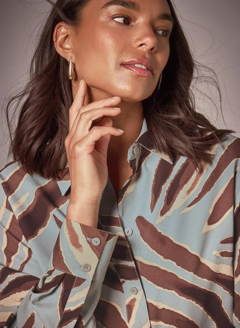 Matalan Et Vous Sage Zebra Longline Blouse