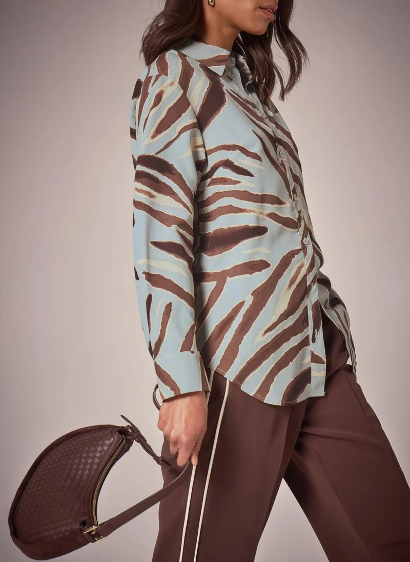 Matalan Et Vous Sage Zebra Longline Blouse