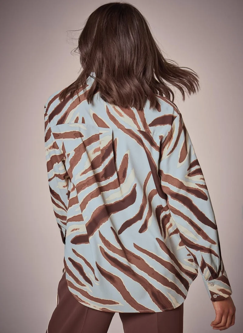 Matalan Et Vous Sage Zebra Longline Blouse