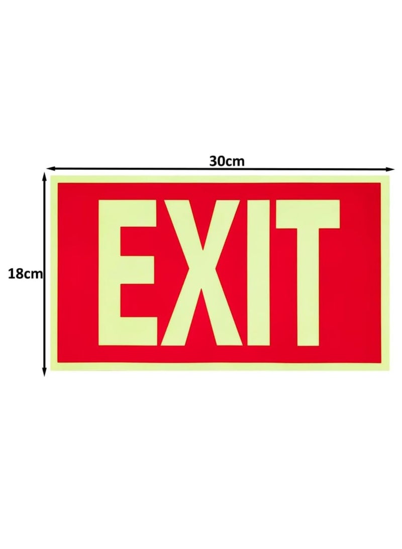Rubik Exit Signs 3 Pack, Glow-in-the-Dark Self-Adhesive Vinyl Sticker for Offices, Corridors, Stairwells and Emergency Exits, 30 x 18 cm, Yellow/Red - Image 3