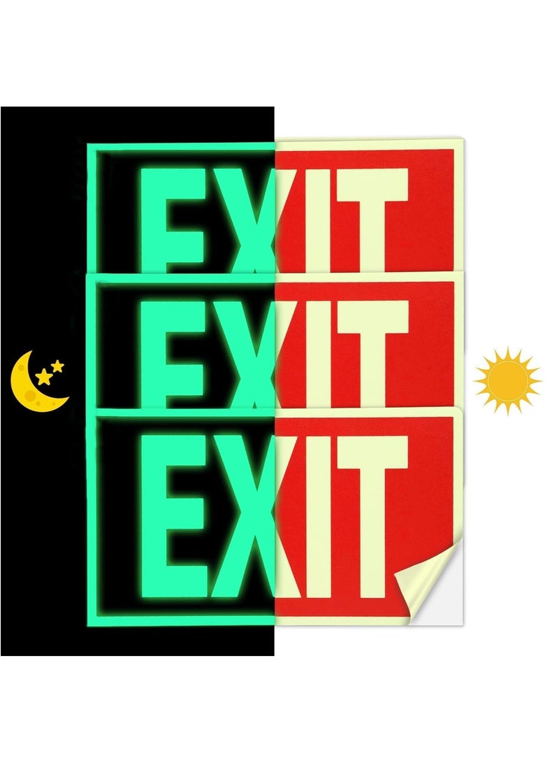 Rubik Exit Signs 3 Pack, Glow-in-the-Dark Self-Adhesive Vinyl Sticker for Offices, Corridors, Stairwells and Emergency Exits, 30 x 18 cm, Yellow/Red - Image 2