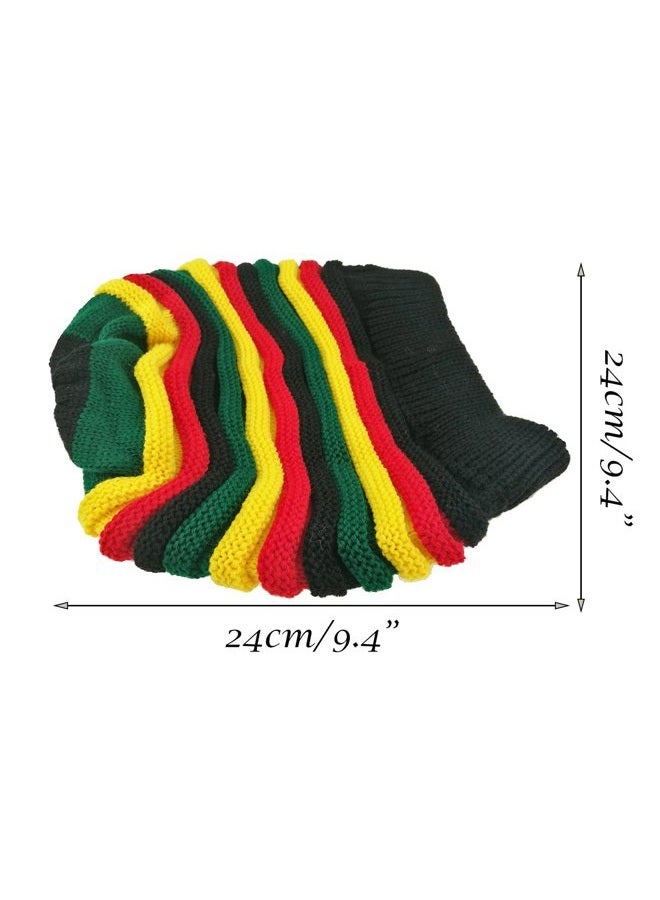 Unigift Colored Striped Long Style Hip-hop Hairy Knitted Hat-The Jamaican Reggae Hat (Green Red) - Image 4