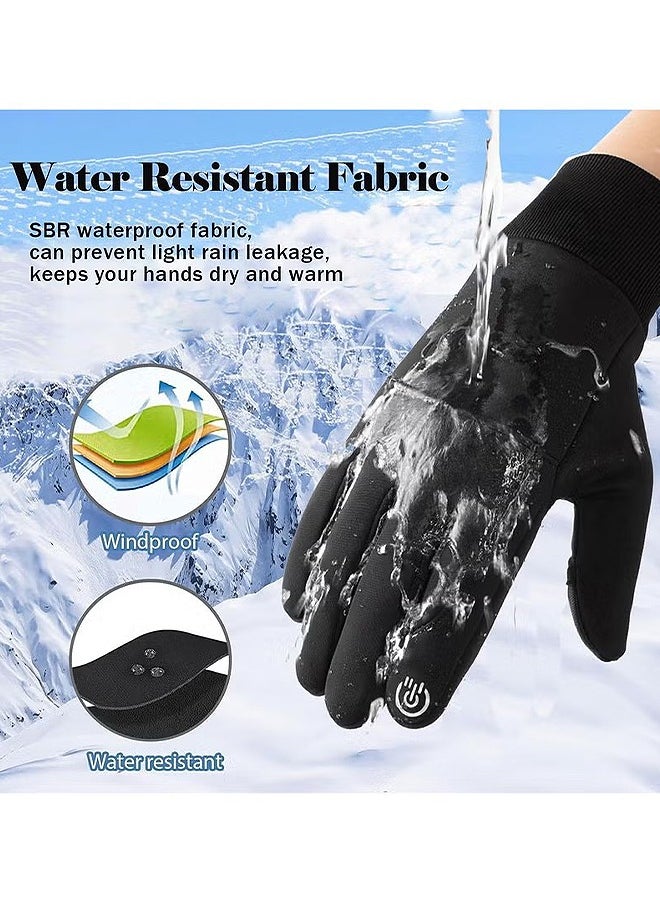 HS - Winter Thermal Gloves, Touchscreen Compatible, Thermal, Windproof And Anti-Slip, Perfect For Cycling, Running And Driving, Men And Women' s Cold Weather Gear (L Size, Black) - Image 1