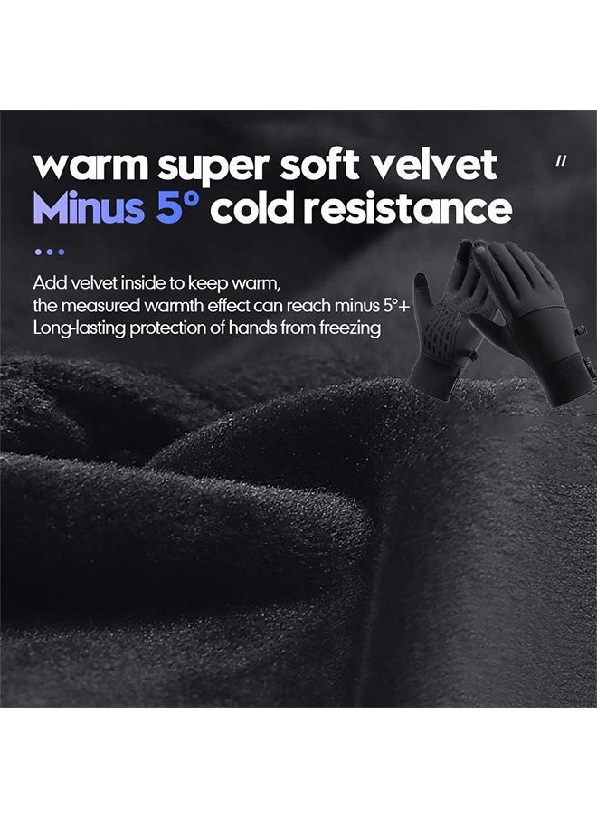 HS - Winter Thermal Gloves, Touchscreen Compatible, Thermal, Windproof And Anti-Slip, Perfect For Cycling, Running And Driving, Men And Women' s Cold Weather Gear (L Size, Black) - Image 1