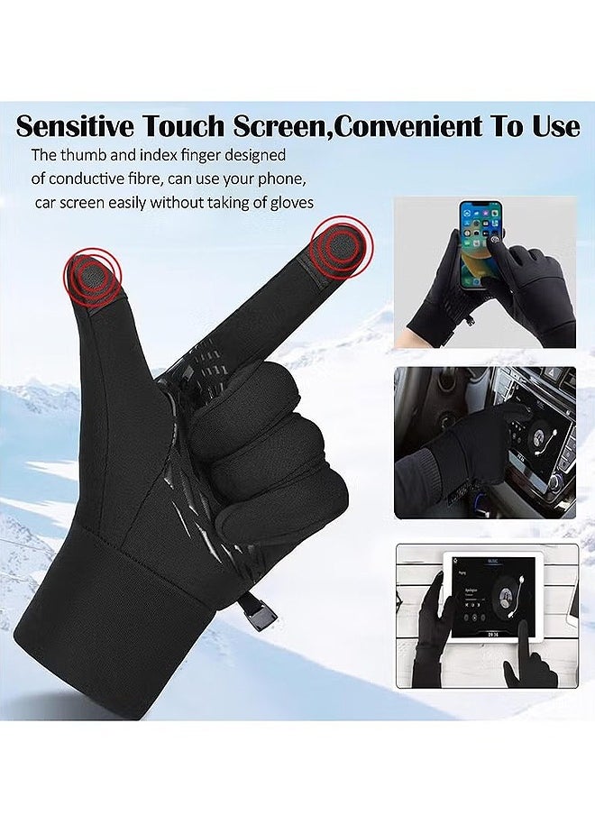HS - Winter Thermal Gloves, Touchscreen Compatible, Thermal, Windproof And Anti-Slip, Perfect For Cycling, Running And Driving, Men And Women' s Cold Weather Gear (L Size, Black) - Image 1