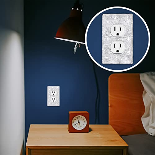 Beupy 2 Pcs Shiny Rhinestones Wall Plate Cover Bling Light Switch Cover Outlet Covers Sparkly Diamond Wall Plate Cover Light Switch Cover Decorative Decorative Glitter Outlet Covers Silver - Image 5