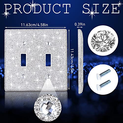 Beupy 2 Pcs Shiny Rhinestones Wall Plate Cover Bling Light Switch Cover Outlet Covers Sparkly Diamond Wall Plate Cover Light Switch Cover Decorative Decorative Glitter Outlet Covers Silver - Image 3