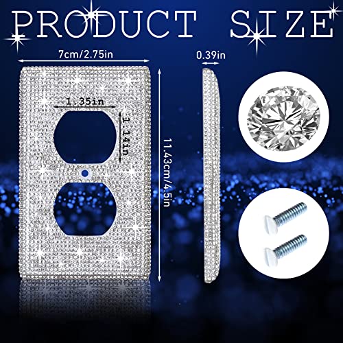 Beupy 2 Pcs Shiny Rhinestones Wall Plate Cover Bling Light Switch Cover Outlet Covers Sparkly Diamond Wall Plate Cover Light Switch Cover Decorative Decorative Glitter Outlet Covers Silver - Image 2