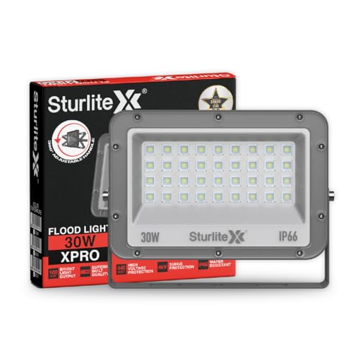 Sturlite Xpro 30 W LED Flood Light| Cool White 6500K Color Temperature LED Lamp| IP66 Waterproof Surge Protection Focus Light for Factory, Garage, Parking, Garden, Playground & Shop - Pack of 1 - Image 1