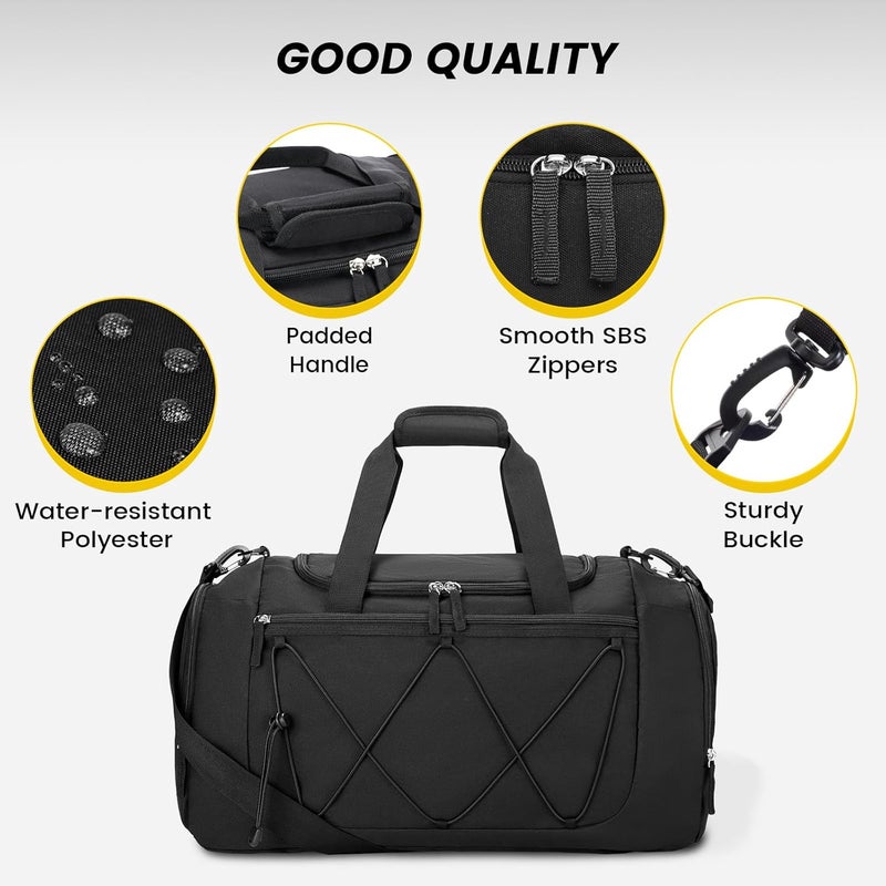 Vorspack Gym Bag for Men - Sports Bags with Shoes Compartment, Club Bag, Duffle Bag for Travel - 21 Inches & Black - Image 5
