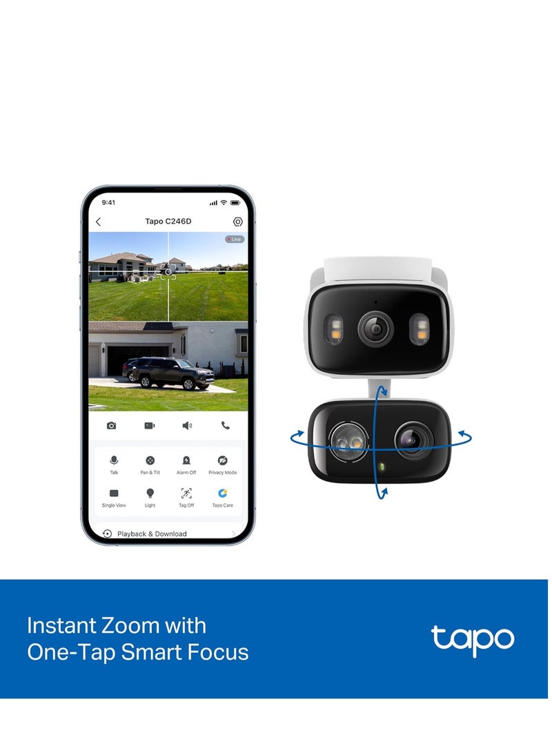 Tapo 2K 3MP Indoor/Outdoor Dual Lens Pan/Tilt Security Camera – 125° Wide-Angle + 6mm Telephoto, 360° Pan, Free Person/Vehicle Detection, SD/Cloud Storage, Works w/Alexa & Google Home – HybridCam Duo - Image 4