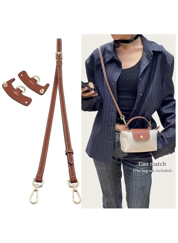 أحزمة محفظة جلدية أنيقة - حزام كتف قابل للتعديل لحقيبة Longchamp البديلة للحمل عبر الجسم أو الكتف (بني) - Image 4