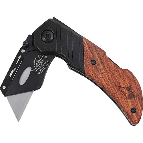 Husky 97211 Wood Handled Folding Sure-Grip Lock Back Utility Knife w/ 1 Disposable Blade Included - Image 5
