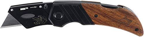 Husky 97211 Wood Handled Folding Sure-Grip Lock Back Utility Knife w/ 1 Disposable Blade Included - Image 1