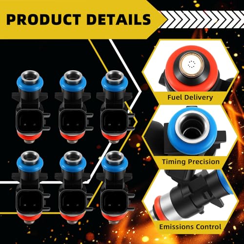 HXYBBGS 6PCS 5281427AA Fuel Injectors Compatible with Jeep Grand Cherokee 2018-2024 Wrangler 2018-2023 Ram 1500 2019 2020 Durango 2018-2024 Pacifica 2017-2024 3.6L V6 V8 - Image 5