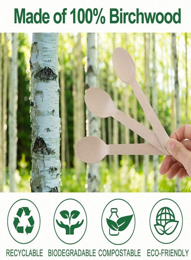SVDK Disposable Wooden Spoons | Wooden Disposable Ice Cream Spoons for Dessert, Party Picnic, BBQ Weddings and multipurposes -Pack of 100 - Image 2