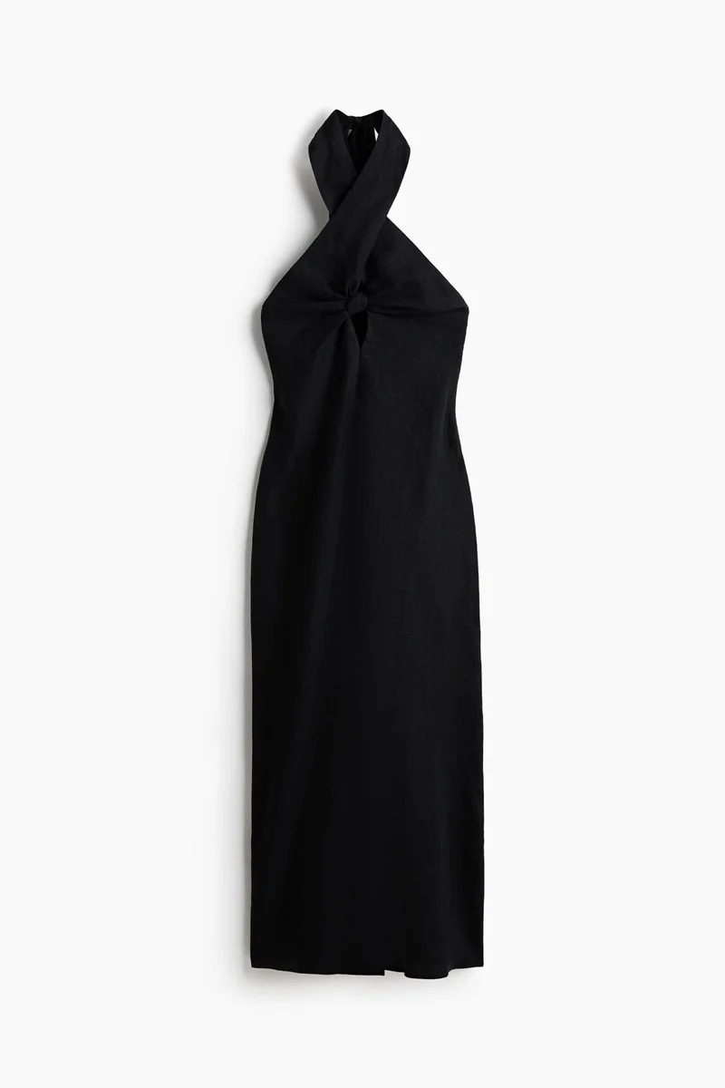 Halterneck linen dress