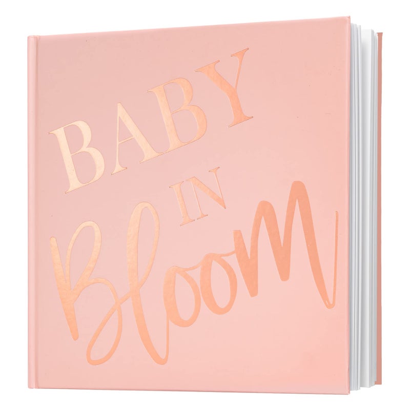 Calculs Polaroid Baby Shower Guest Book Baby in Bloom Signature Bridal Party Picture Book Blank Pages for Instant Film 85 Square Pink Cover Rose Gold Stamping