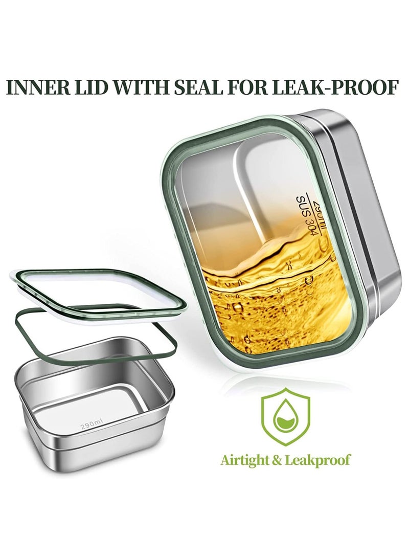 Kids School Stainless Steel Lunch Box Insulated Bento Lunch Box with Storage Bag 4 Compartments Divided Lunch Container with Lid Tableware (Green 1060ML) - Image 5