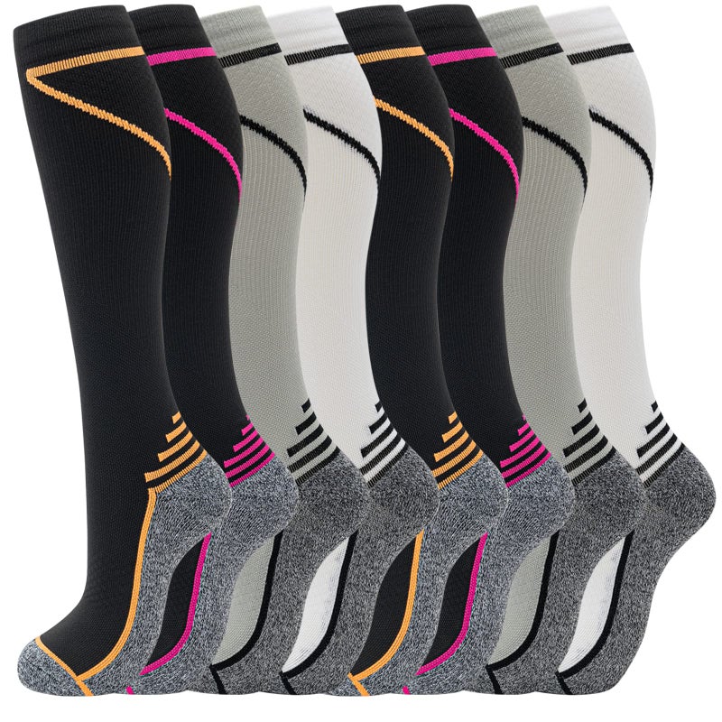 fenglaoda 8 Pairs Compression Socks for Men & Women 20-30 mmHg Knee High Nurse Pregnant Running Medical and Travel Athletic(L/XL,Multicolor 2) - Image 1
