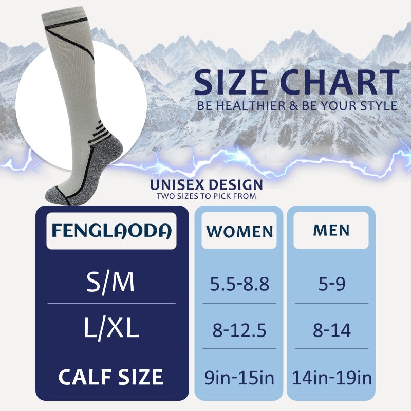 fenglaoda 8 Pairs Compression Socks for Men & Women 20-30 mmHg Knee High Nurse Pregnant Running Medical and Travel Athletic(L/XL,Multicolor 2) - Image 2