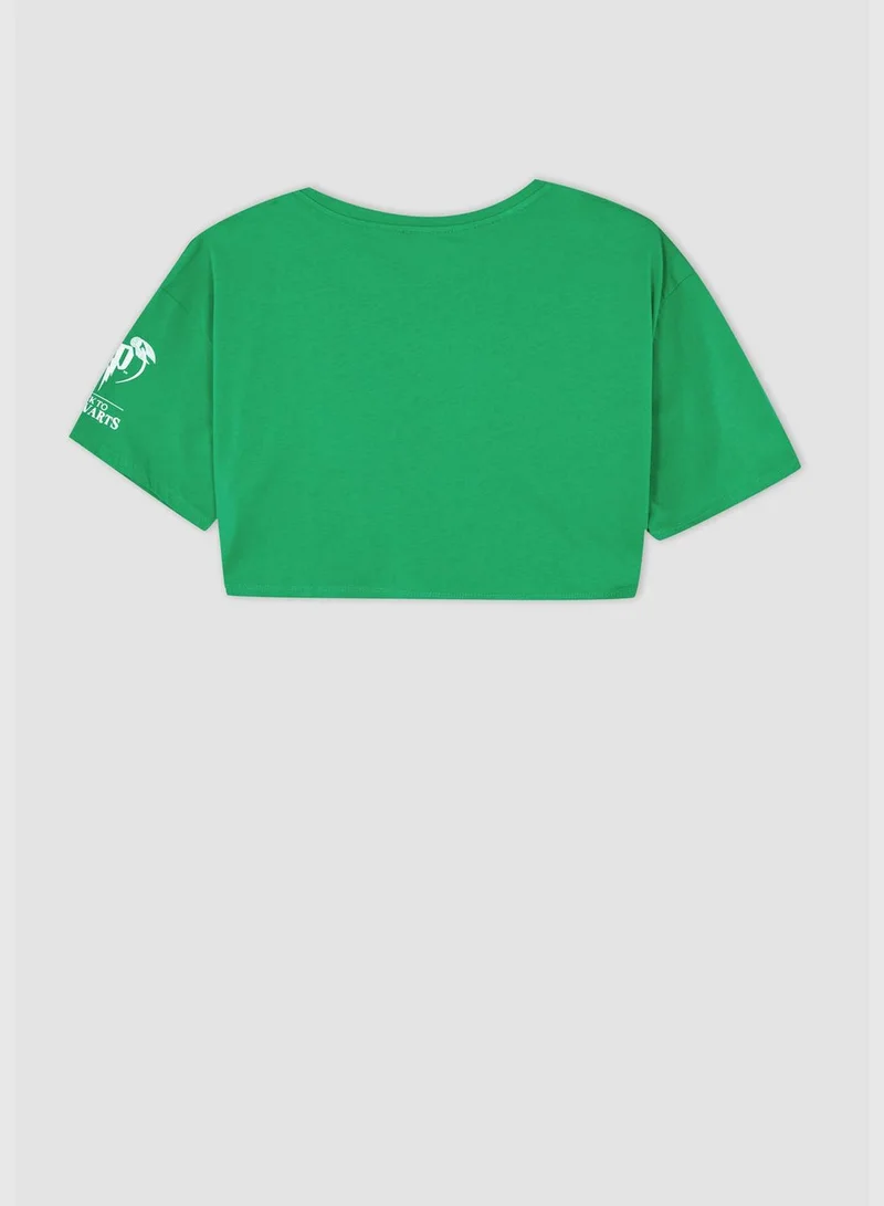 ديفاكتو Oversized Short Sleeve Harry Potter Print Crop Top