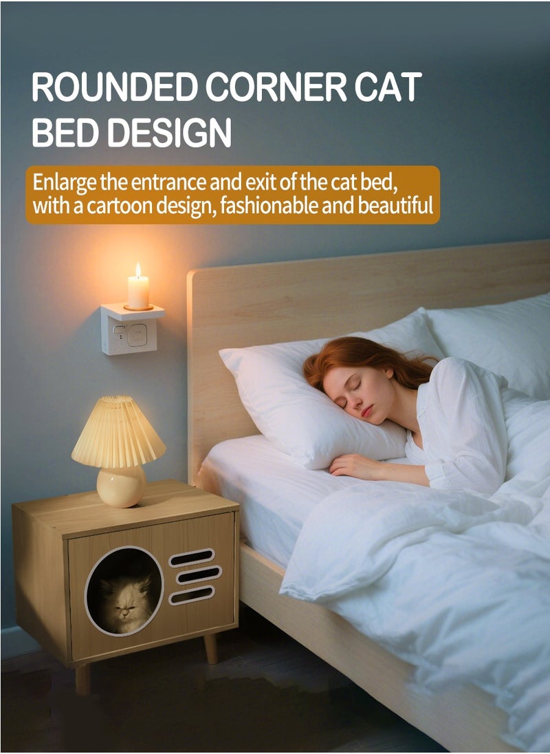 Beirui - Multi-Functional Coffee Table, Cat Bed, Pet House, Cat Tent, Wooden Side Table, Cave Cat Furniture, Nightstand, Easy-To-Clean Covered Cat Bed, Side Table With Replaceable And Washable Cushion(Suitable for kittens under 6 kilograms) - Image 1