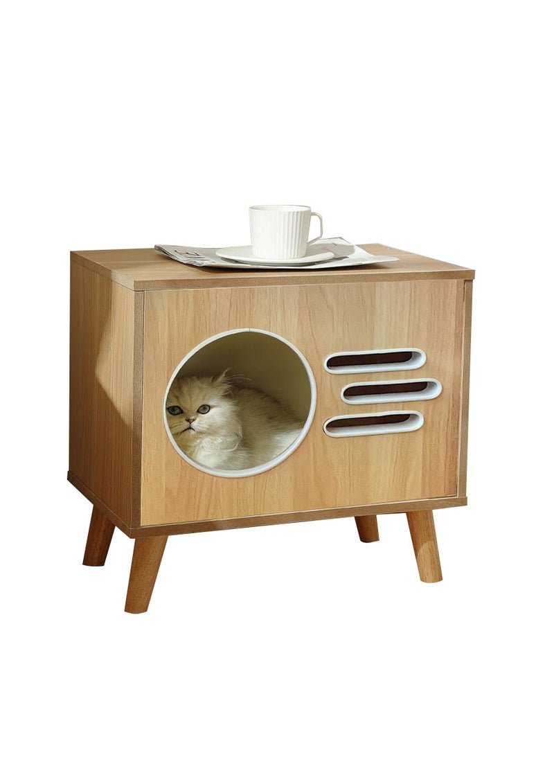 Beirui - Multi-Functional Coffee Table, Cat Bed, Pet House, Cat Tent, Wooden Side Table, Cave Cat Furniture, Nightstand, Easy-To-Clean Covered Cat Bed, Side Table With Replaceable And Washable Cushion(Suitable for kittens under 6 kilograms) - Image 1