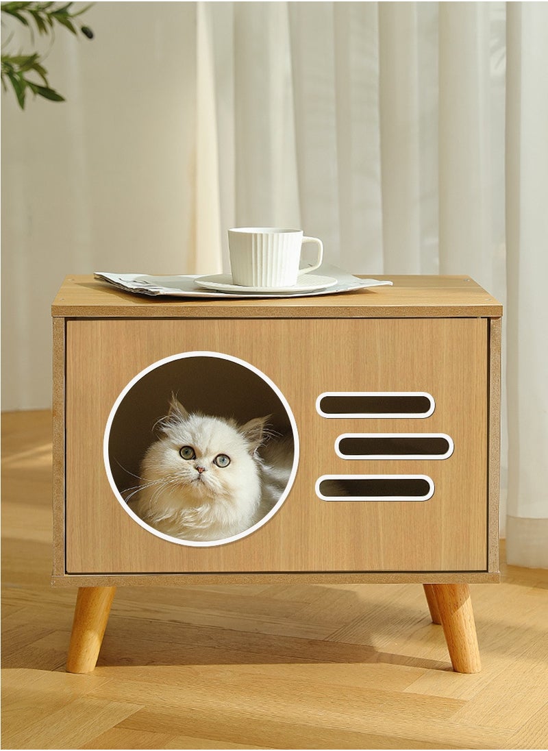 Beirui - Multi-Functional Coffee Table, Cat Bed, Pet House, Cat Tent, Wooden Side Table, Cave Cat Furniture, Nightstand, Easy-To-Clean Covered Cat Bed, Side Table With Replaceable And Washable Cushion(Suitable for kittens under 6 kilograms) - Image 1