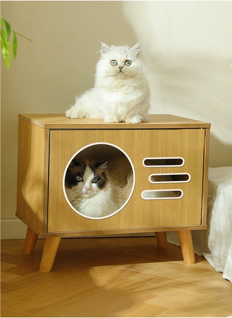 Beirui - Multi-Functional Coffee Table, Cat Bed, Pet House, Cat Tent, Wooden Side Table, Cave Cat Furniture, Nightstand, Easy-To-Clean Covered Cat Bed, Side Table With Replaceable And Washable Cushion(Suitable for kittens under 6 kilograms) - Image 1