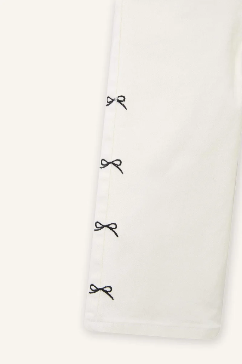 Defacto Wide Leg Embroidered Gabardine Trousers