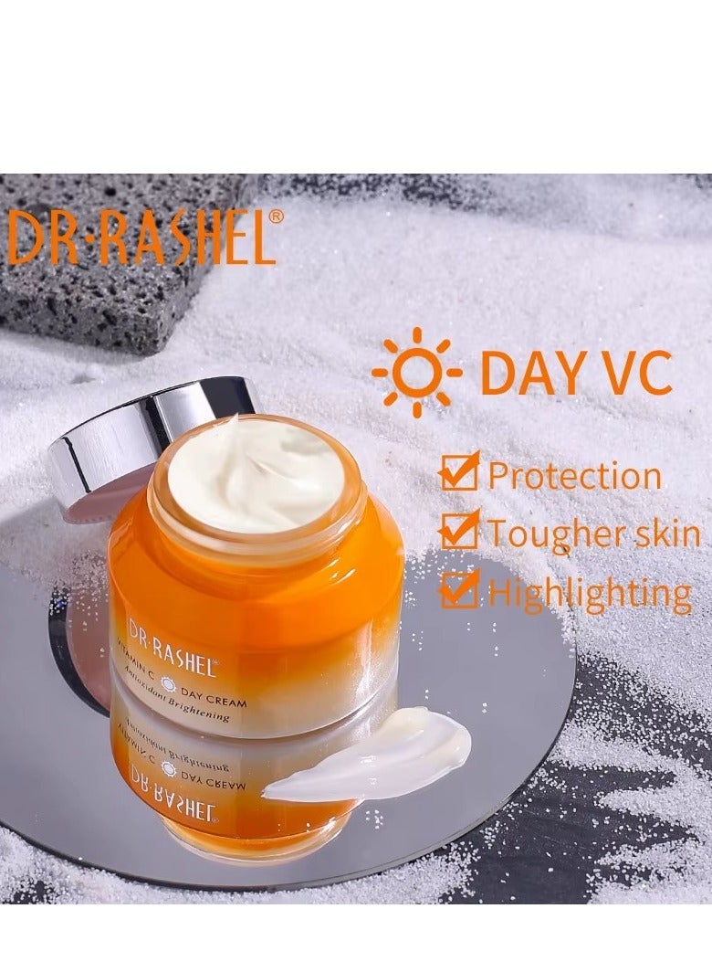 RASHELL Vitamin C Day Cream and Retinol Night Cream Set for Brightening Anti Aging and Moisturizing – 2x50g - Image 5