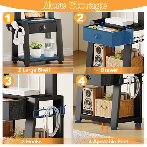 JKsmart Floor TV Stand with 2 Shelves for 23-60 Inch TVs up to 88 lbs, Height Adjustable Tilt TV Mount Stand with Drawer, Space-Saving Corner Design for Bedroom/Living Room, Max VESA 400x400mm - Image 5