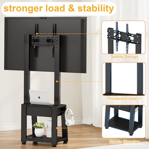 JKsmart Floor TV Stand with 2 Shelves for 23-60 Inch TVs up to 88 lbs, Height Adjustable Tilt TV Mount Stand with Drawer, Space-Saving Corner Design for Bedroom/Living Room, Max VESA 400x400mm - Image 3