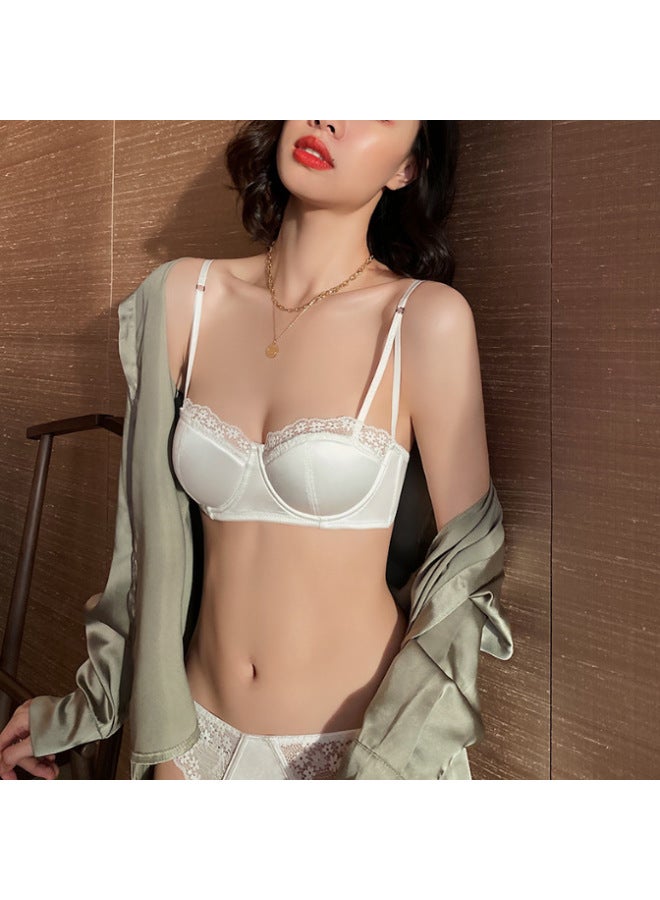 New Half Cup Underwear Women's Big Chest Small Breast Breast Breast Anti-sagging French Lace Push Up Bra Suit