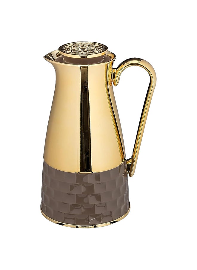 Alsaif Al Saif Waad 2 Pieces Coffee And Tea Vacuum Flask Set, Size: 1.0/0.7 Liter, Color: Brown/ Gold  - Image 3