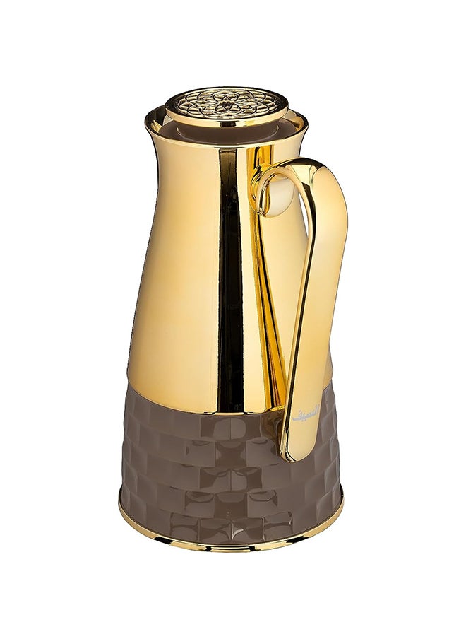 Alsaif Al Saif Waad 2 Pieces Coffee And Tea Vacuum Flask Set, Size: 1.0/0.7 Liter, Color: Brown/ Gold  - Image 2