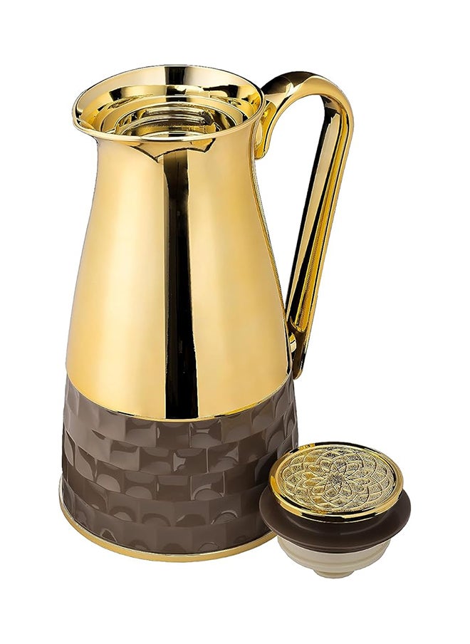 Alsaif Al Saif Waad 2 Pieces Coffee And Tea Vacuum Flask Set, Size: 1.0/0.7 Liter, Color: Brown/ Gold  - Image 4