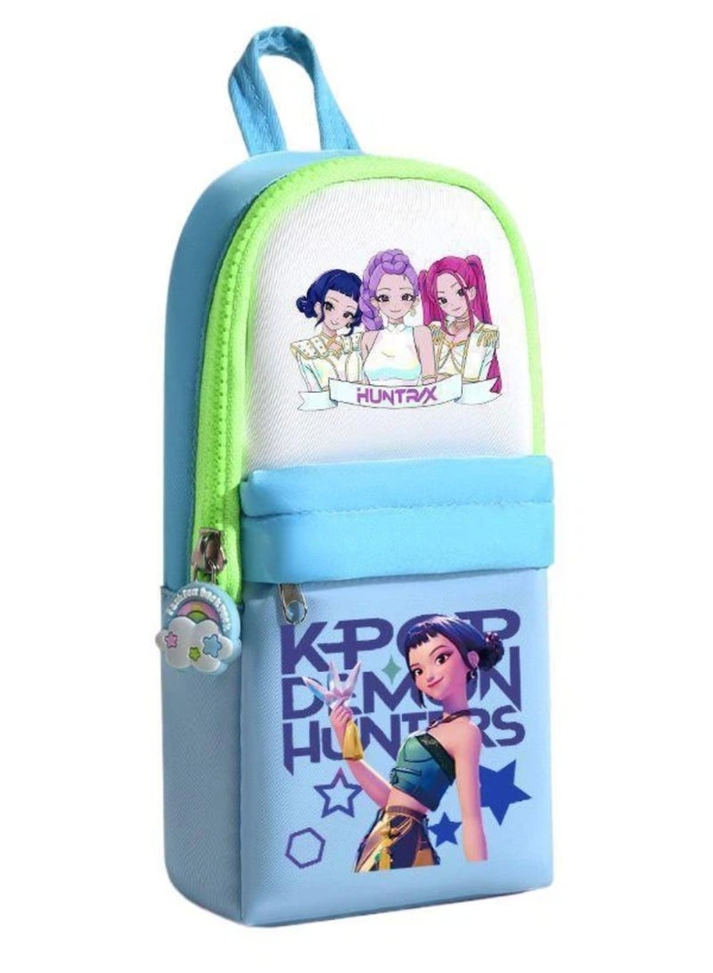 Blue K-POP Demon Hunters Themed Pencil Case | Lightweight Stationery Pouch with Zipper Closure - Image 1