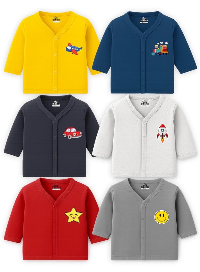 Kidbee Unisex Baby Boys & Girls Cotton Jabla Tops/Jabla/T-Shirt, Skin-Friendly Fabric, Front Button, Full Sleeve, Pack of 6 (in, Age, 18 Months, 24 Months, Regular, PL-JFS-Multi-6pc) - Image 1